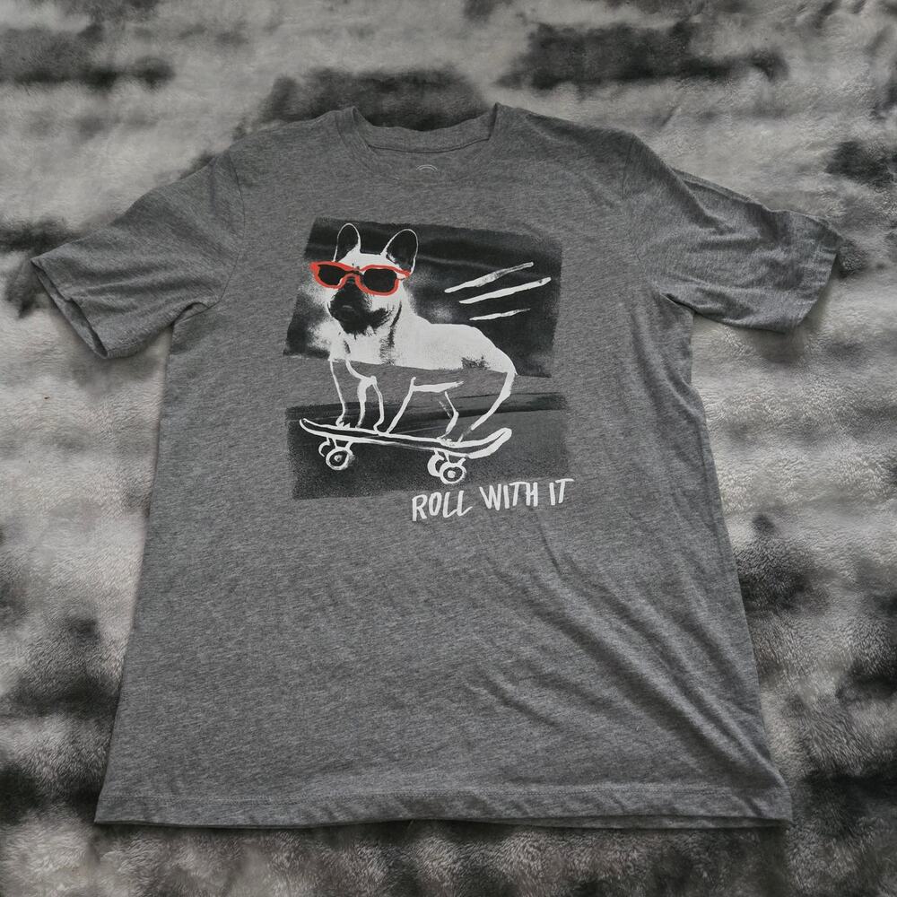 Wonder Nation Roll With It Dog Tee Boys XL 14/16 Gray Graphic T-Shirt NWOT